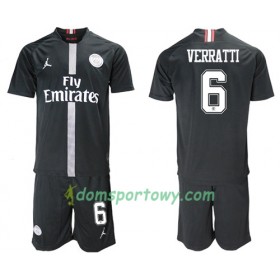Koszulka Paris Saint-Germain Verratti 6 Jodan Czarny Dziecięcy Trzeci Koszulki Piłkarskie 2018-2019 Krótki Rękaw